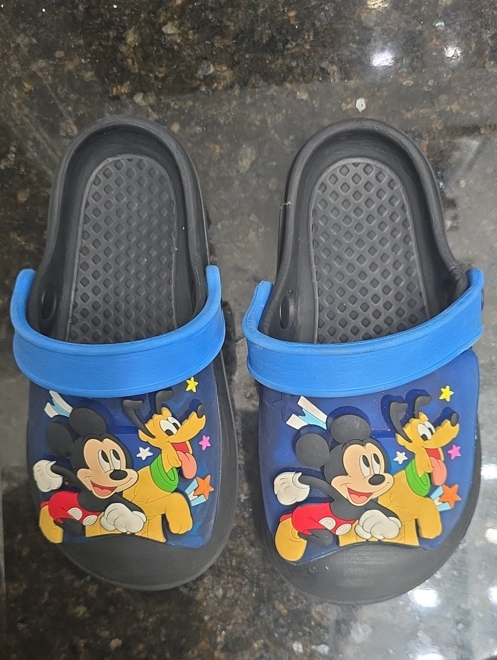 Disney Blue Mickey & Pluto Kids Slip-On Sandals